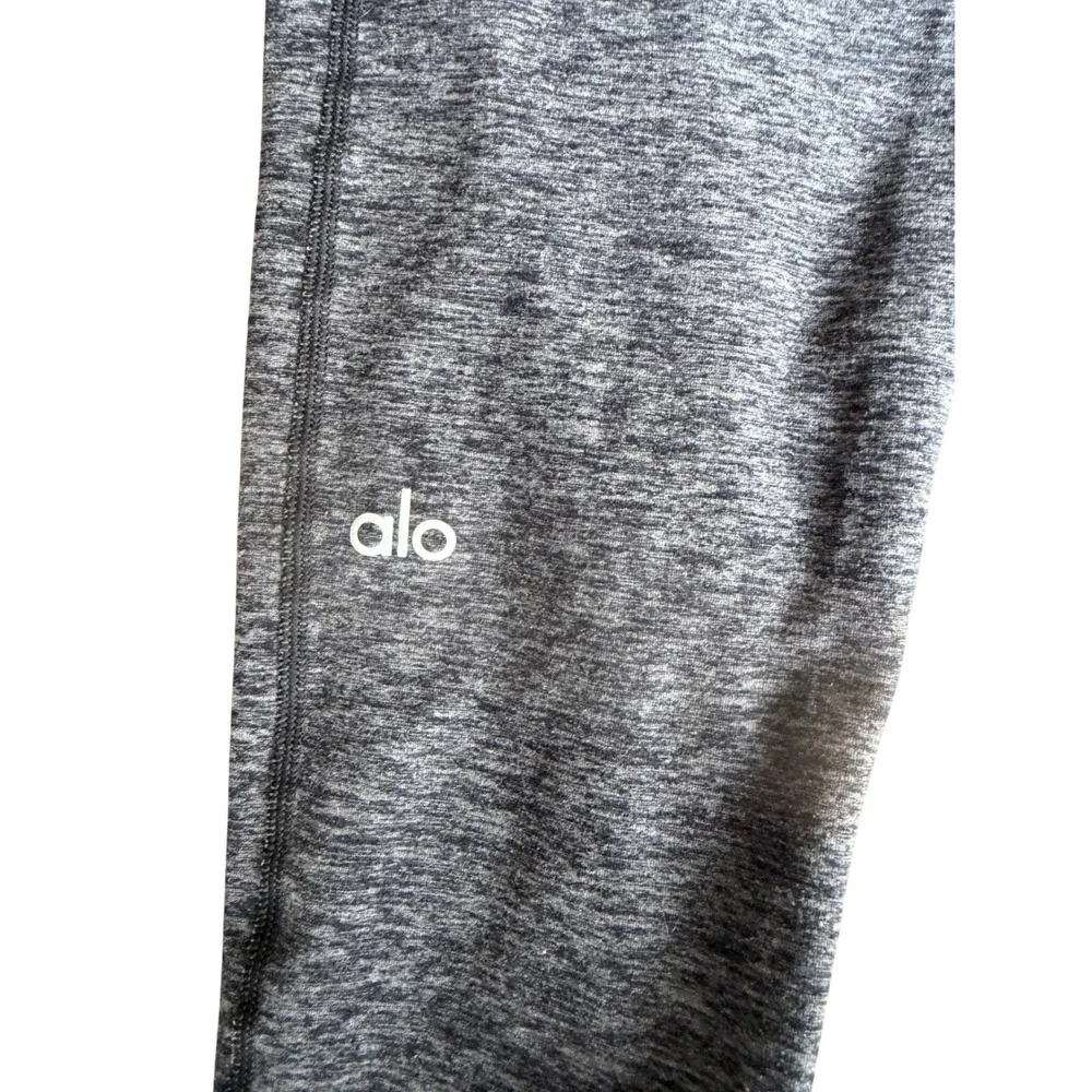 Alo Yoga High Waist Lounge Joggers‎ Dark Heather Gray Space Dye Ribbed Cuffs XL